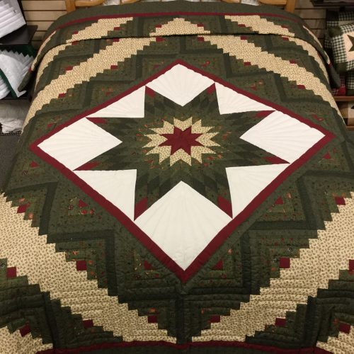 Log Cabin Lone Star Quilt - Queen - Family Farm Handcrafts