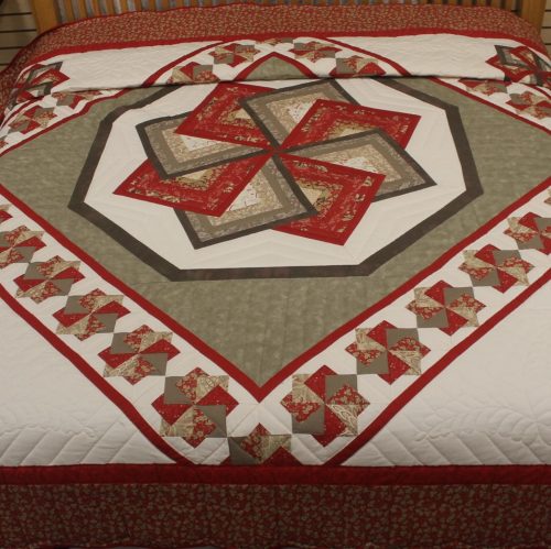 Quilted Bedspread | Spin Star in French General Fabrics